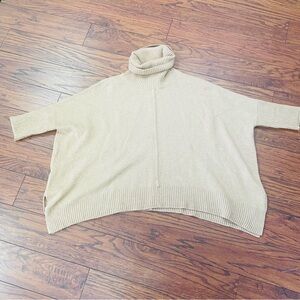 Loft Cowl Neck Turtleneck Poncho Sweater Cream Oversized Size Small